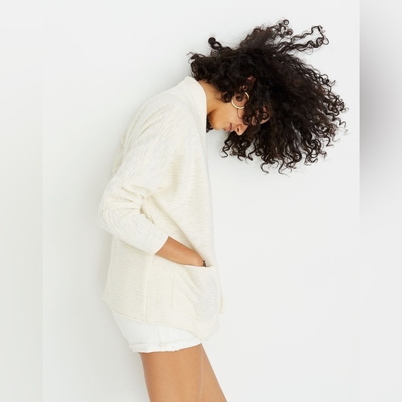 Madewell Harbor Cardigan Alpaca Wool Blend Sweater Antique Cream Size XXL NWT - Picture 2 of 9